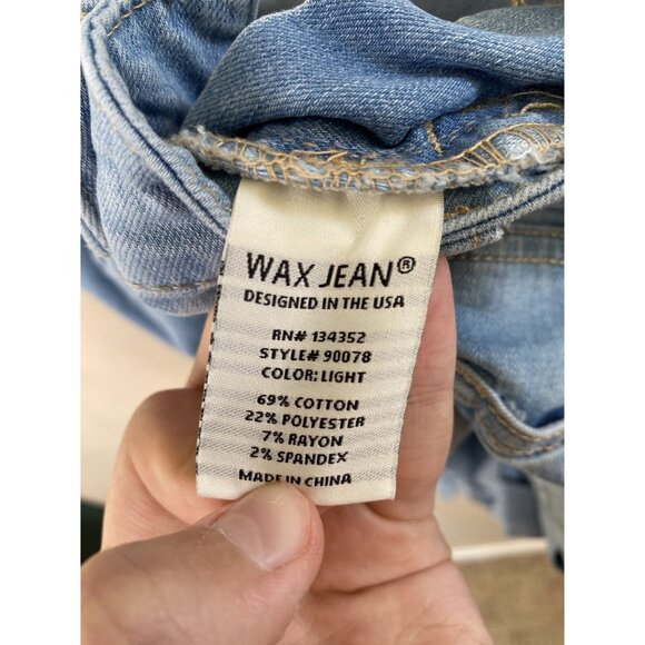 Wax Jean Womens Blue Shorts Overalls medium cotton straps cuffed denim shortalls - Picture 4 of 6